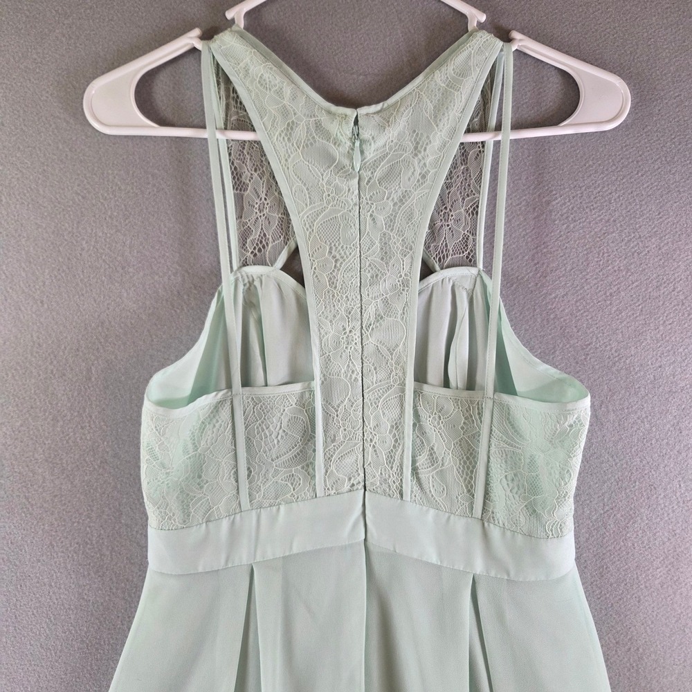 BCBGeneration Mint Green Lace Racerback Maxi Dress Size 4 Chiffon Gown Formal - Picture 5 of 7